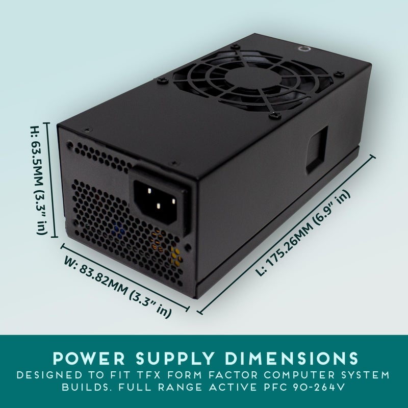 APEVIA مزود طاقة أبيفيا TFX-AP300W قياسي فليكس ATX 300W - 115-230V AC، 1 x 20/24Pin طاقة رئيسية، 1 x 12V(P4)، 3 x طرفية، 3 x SATA، 1 x فلوبي - Image 3